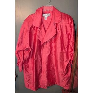Carlisle Women's Vintage Salmon Pink Color Long 100% Silk Jacket Size Med 1980s
